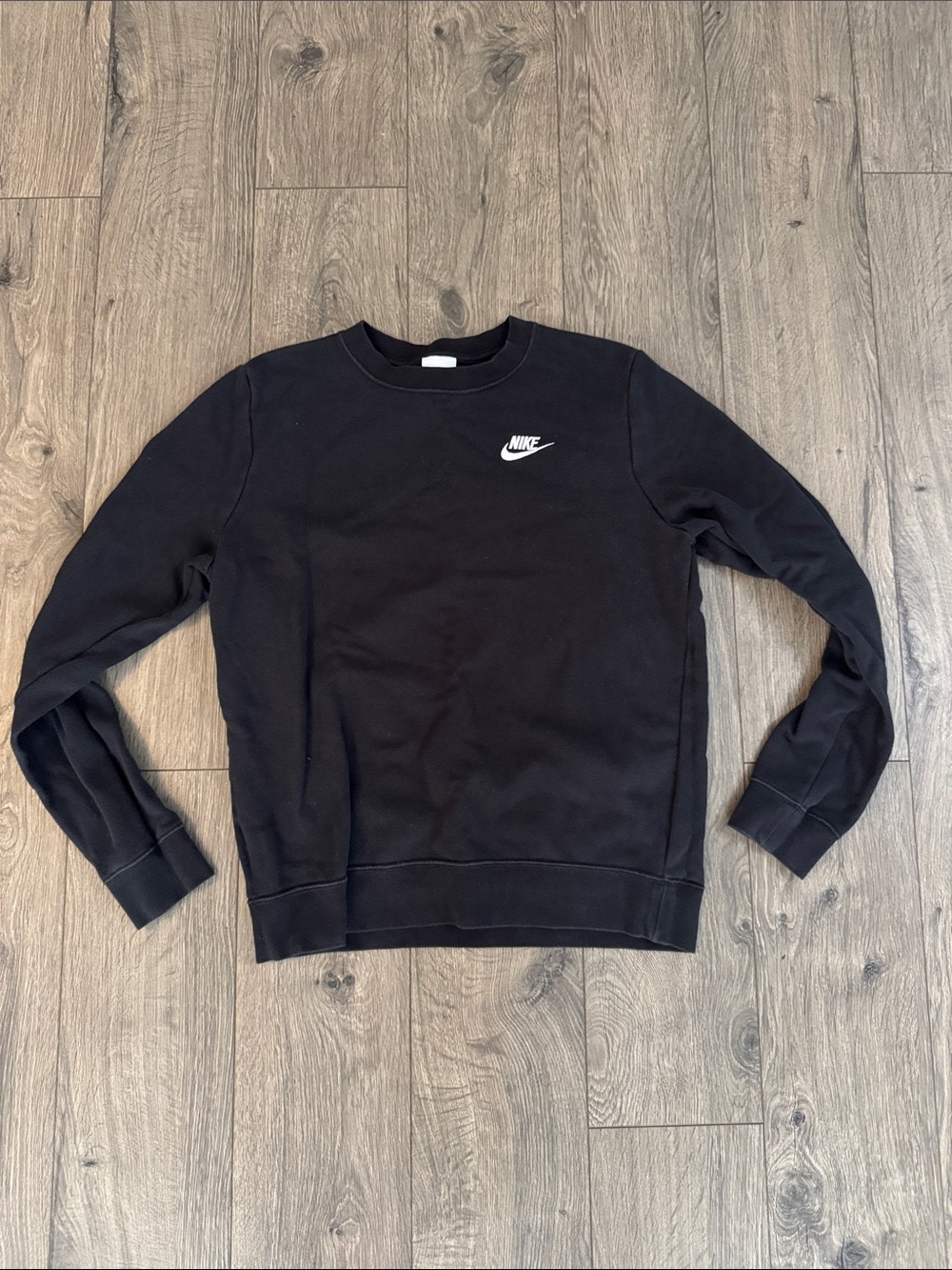 Nike Women’s Black Crewneck Sweatshirt with White Swoosh